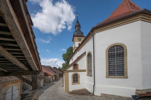 St John's Protestant Church in the historic fortified church, Hüttenheim, Lower Franconia, Bavaria,