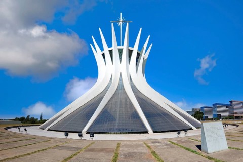 Roman Cathedral of Brasilia or Metropolitan Cathedral of Our Lady of Aparecida, designed by Oscar