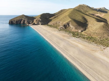 The Playa de los Muertos (beach of the dead) . Aerial view. Drone shot. Nature Reserve Cabo de