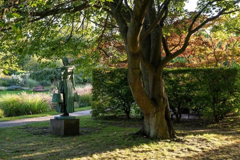 Sculpture of a milker by Wilhelm Bissen, Park, agriculture School, Landbohøjskolen, Frederiksberg,