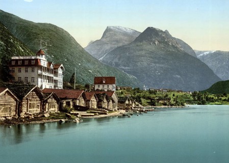 Loen, in the municipality of Stryn in the Norwegian province of Vestland Nordfjord, Norway, View
