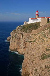 The lighthouse directly on the Cabo de Sao Vicente in the Algarve at the most south-westerly point