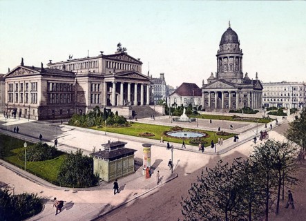 Gendarmenmarkt and Schillerplatz, Berlin, Germany, 1890, Historic, digitally restored reproduction