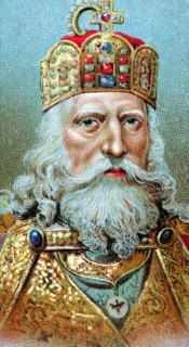 Charlemagne (747-814), King of the Franks: On Christmas Day in 800, he is crowned Christian Emperor