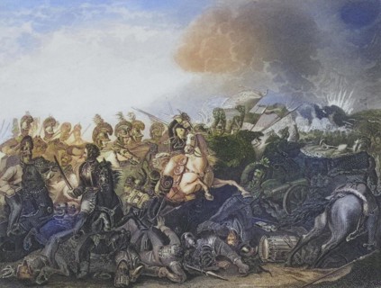 The decisive attack of the Life Guards at the Battle of Waterloo, 18 June 1815, Historical,