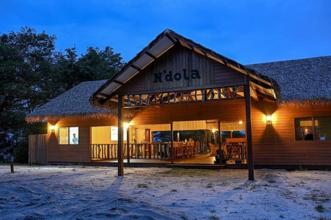 Loango Lodge, main building, blue hour, Loango National Park, Parc National de Loango,