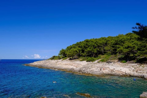 Beach, bay, Veli Žal, Mali Losinj, island of Losinj, Kvarner Gulf Bay, Croatia, Europe