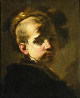 Portrait of a Boy in a Fur Hat, painting by Luca Giordano (Italian, 1634-1705), historically,
