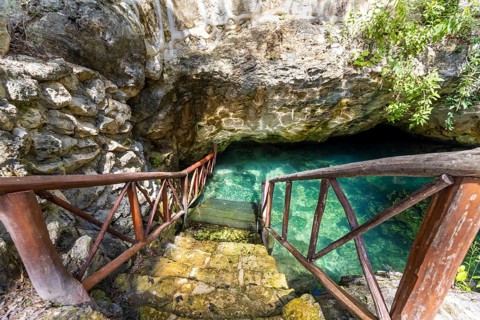 Scenic Cenote Casa Tortuga near Tulum and Playa Del Carmen, a popular tourist attraction for local