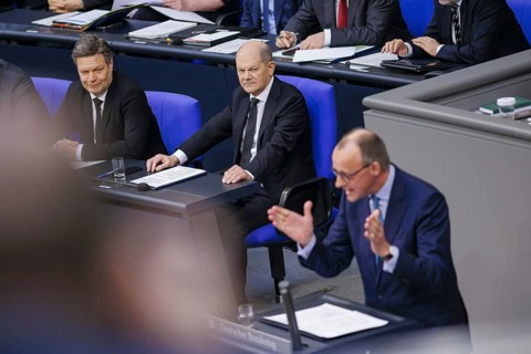 Friedrich Merz, CDU, Member of the Bundestag, pictured during the general debate in the Bundestag