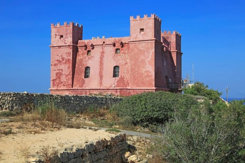 St Agatha's Red Tower fortress, Melliaha, Marfa Peninsula, Republic of Malta built 1649