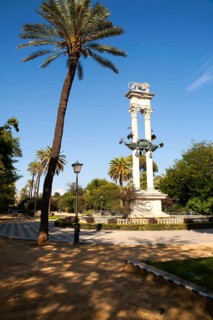 Monument to Christopher Columbus, Cristóbal Colón, erected in 1921 in Jardines de Murillo, Seville,