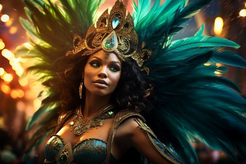 Captivating image capturing the essence of the Rio Carnival, showcasing a dancer adorned in an