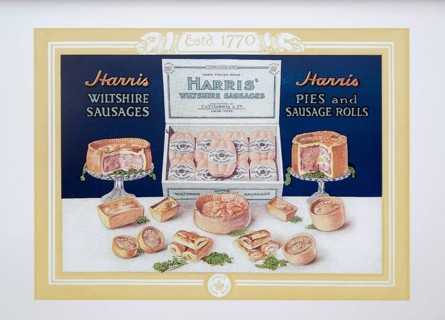 Harris pork meat products advert Calne Heritage Centre museum, Heritage Quarter, Calne, Wiltshire,