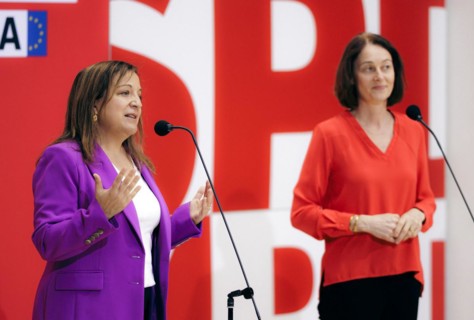 (R-L) Katarina Barley, SPD politician and Member of the European Parliament and Iratxe Garcia