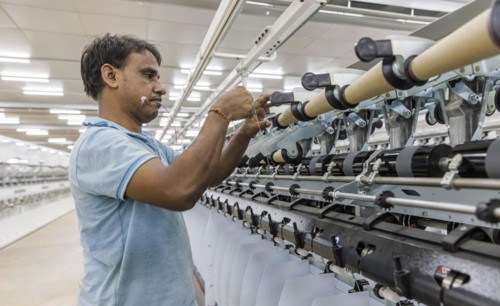 BENIN TEXTILE CORPORATION BENIN. processing cotton in a spinning mill factory near Cotonou in