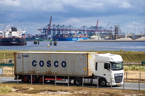 The seaport of Rotterdam, Netherlands, deep-sea port Maasvlakte 2, on a man-made land area off the