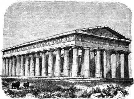 Temple of Neptune in Paestum, example of a hypethral temple, an unroofed temple, Greeks in