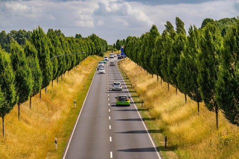 Dorstfelder Allee in Dortmund, completely new road built in 2013, former farmland, in the Dorstfeld