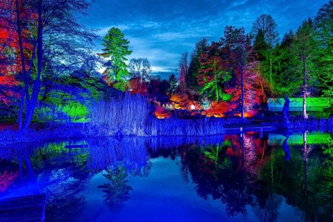 Parkleuchten, event in winter, in the Grugapark in Essen, many different light installations,
