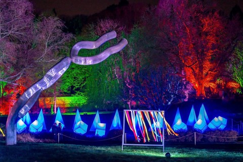 Parkleuchten, event in winter, in the Grugapark in Essen, many different light installations,