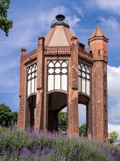 Park Weinbergpark, village Rathenow, tower Bismarckturm, Rathenow, Brandenburg, Germany, Europe