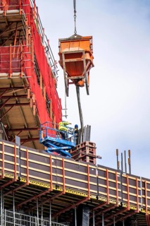 Construction site of the FOUR construction project, 4 high-rise towers at Roßmarkt in Frankfurt am