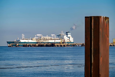 The Höegh Esperanza, an LNG storage and vaporisation vessel, is moored at the LNG terminal near