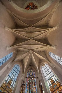 Vaults in the chancel of the baroqueised St. Maria church, Hersbruck, Middle Franconia, Bavaria,