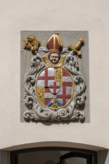 Stonemasonry, coat of arms of the Prince-Bishop of Constance Marquard Rudolf von Rodt in the