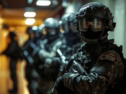 Police raid, drug and illegal arms and goods seizure by police officers, AI generated