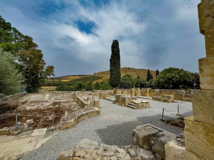 View of foundation walls of Titus Basilica: early Christian basilica from 6th century in