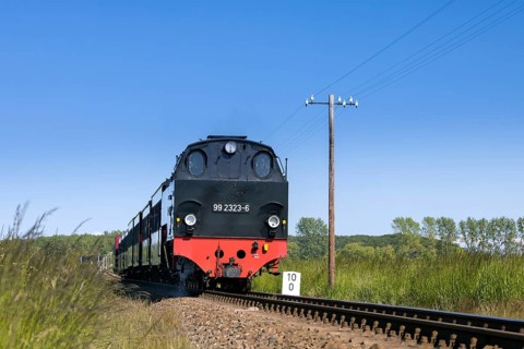 Molli locomotive Orenstein & Koppel 99. 2323-6 on narrow-gauge railway running between Bad Doberan
