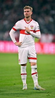 Maximilian Mittelstädt VfB Stuttgart (07) disappointed, Allianz Arena, Munich, Bavaria, Germany,
