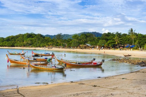 Longtail boats, fishing boats at Klong Khong beach, fishermen, sea, ocean, coast, seascape, coastal