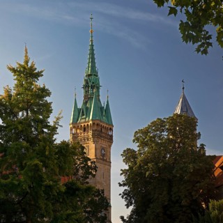 Town hall, old building in neo-Gothic style with a tower of Dankwarderode Castle, Braunschweig,