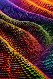 Nano material inspired by gecko feet with intricate patterns and vibrant colors representing