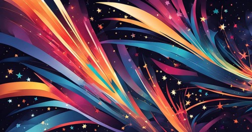 Wallpaper illustration of an explosion of vibrant fireworks colors in a night sky, symbol for happy
