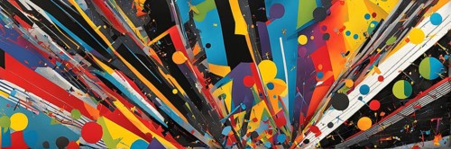 Pop art styled music album illustration featuring abstract crayon patterns and erratic lines in