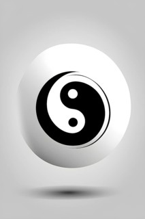 Minimalist rendering of an abstract yin yang symbol portraying work life balance, AI generated