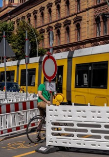 Roadworks and barriers, Oranienburger Straße, Berlin-Mitte, Germany, Europe
