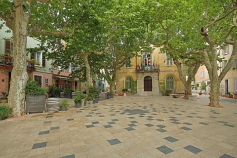 Town hall on Place de la Libération, Collobrières, Collobrieres, Massif des Maures, Var, Provence,