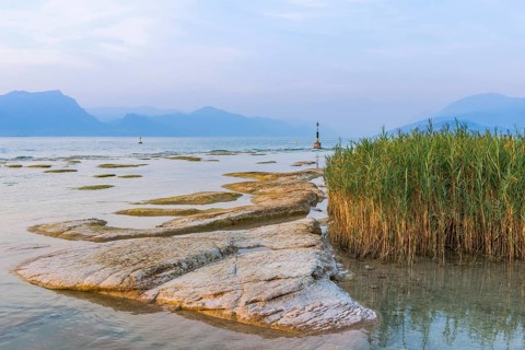 Evening mood at Jamaica beach, lake, holiday, travel, tourism, Sirmione, Italy, Europe