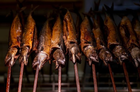 Sales stand, smoked fish, mackerel, smoked, Cannstatter Wasen, folk festival, Bad Cannstatt,