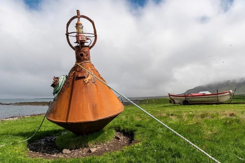 Large metal buoy, Reykjarfjörður, Strandir, Árnes, Westfjords, Iceland, Europe