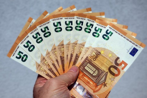 Banknotes, 50 euro notes, fanned, Germany, Europe