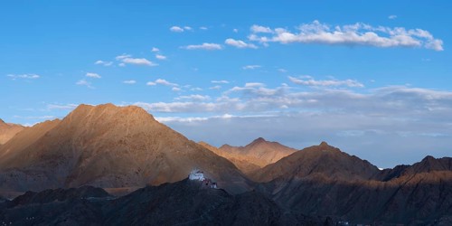 The Namgyal Tsemo Gompa monastery on Tsenmo Hill, a viewpoint over Leh, Ladakh, Jammu and Kashmir,