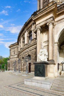Semperoper, Saxony royal court opera house, Facade detail, Dresden, Saxony, Germany, Europe