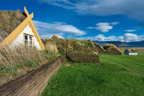 Grass sod houses, peat farm or peat museum Glaumbaer or Glaumbær, Skagafjörður, Norðurland vestra,