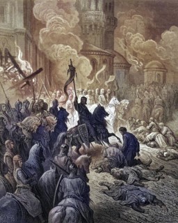 Entry of the Crusaders into Constantinople 1204, Historical, digitally restored reproduction from a